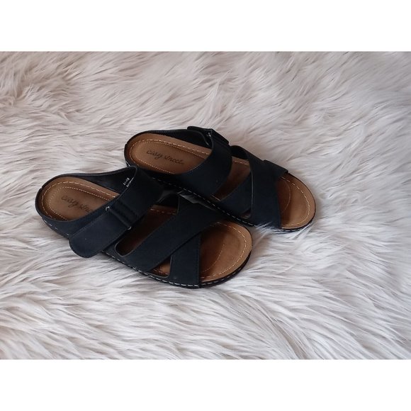 Easy Street Slip In Sandals Color Navy Blue Size 9 1/2 W Model ANNA Style - Picture 3 of 16